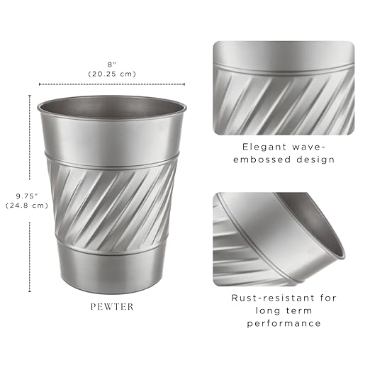 Monarch Abode Metal Bathroom Trash Can – Waste Basket - Image 2