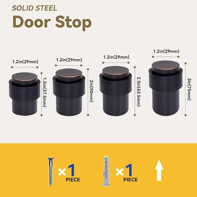 KHTUMEWARE 10 Pack 2 in Floor Door Stopper, Oil Rubbed Bronze Door Stop - Image 4