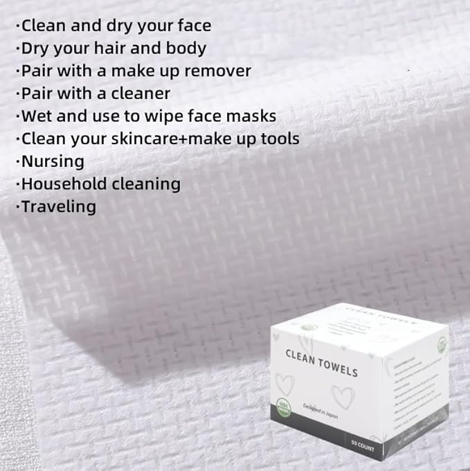 Disposable Face Towels, Biodegradable Facial Towels Clean Face Towels XL - Image 9