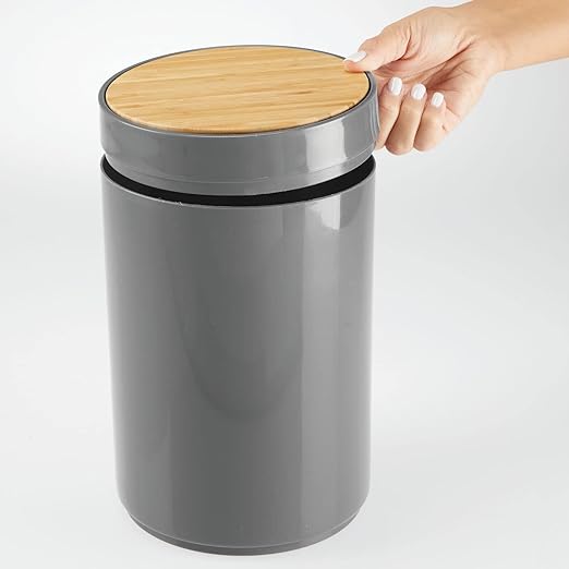 mDesign Plastic Round Trash Can Small Wastebasket - Image 5