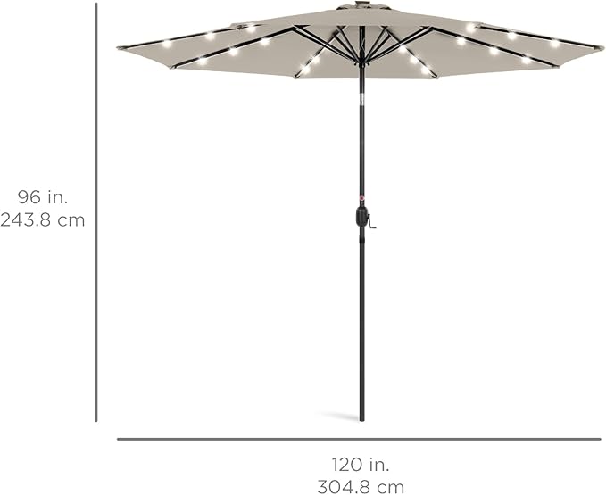 Best Choice Products 10ft Solar Polyester LED Lighted Patio Umbrella w/Tilt Adjustment and UV-Resistant Fabric - Image 7