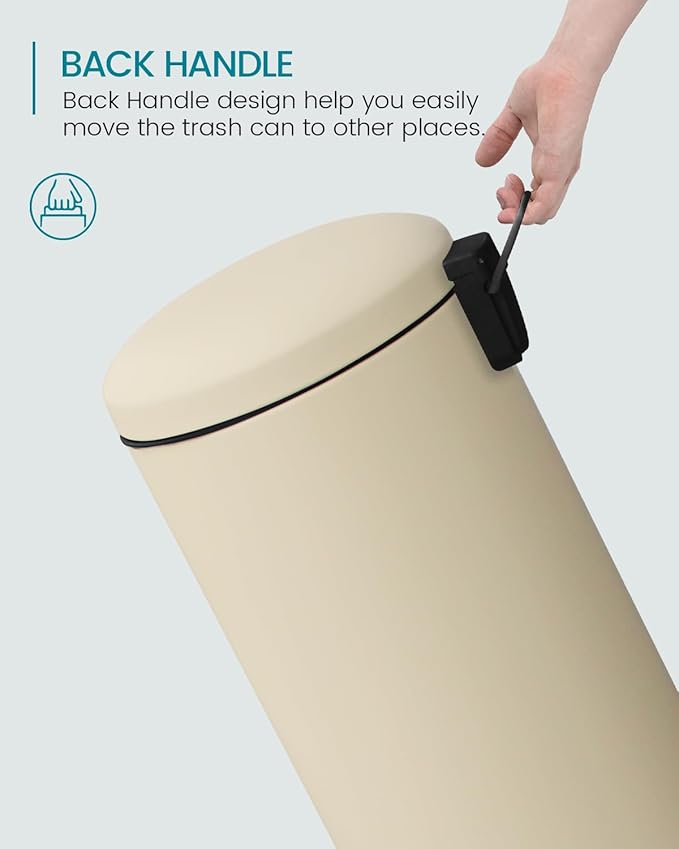 8 Gallon Trash Can, Stainless Steel Round Trash Can - Image 6