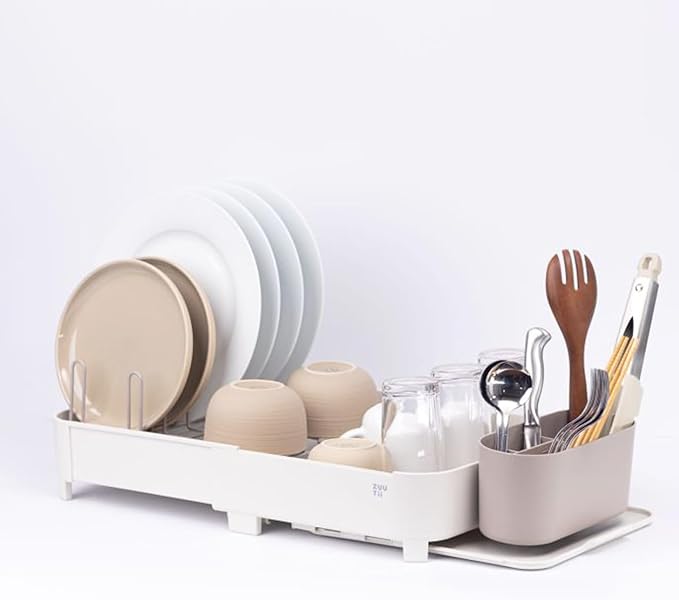 Zuutii Dish Drying Rack with Drainboard, Expandable Large Dish Rack, Sink Dish - Image 7