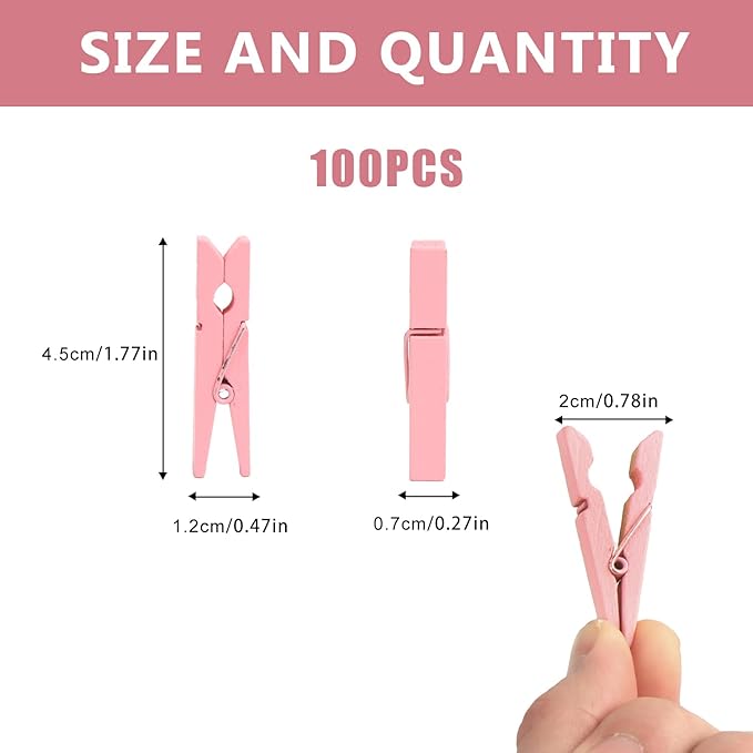 KIMOBER 1.77Inch Wooden Clothespins, Paper Crafts - Image 2