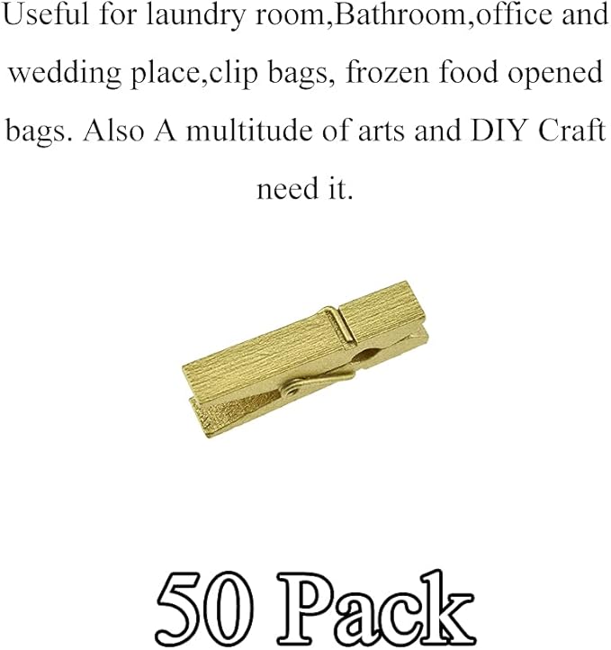 HAHIYO Gold Wooden Clothes Pins Clothespins Small Do NOT Fall Apart 1.38 inches - Image 5