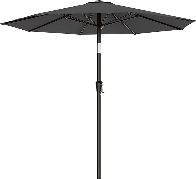 AreShark 9 FT Patio Umbrella for Outdoor, Outdoor Table Umbrella with Push Button Tilt and Crank, Outdoor Patio Umbrellas with 8 Sturdy Ribs for Market, Garden, Pool (Gray) by Unknown