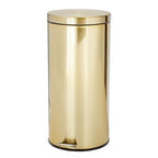 mDesign Tall 30 Liter, Large Round Metal Lidded Step Trash Can, Thin Compact by mDesign