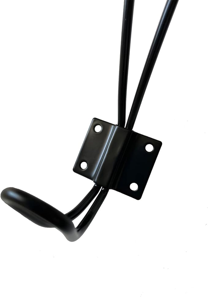 Wire Coat Hooks Black, 5 Pack Rustic Wall Hooks Heavy Duty Double Prong Wall - Image 5