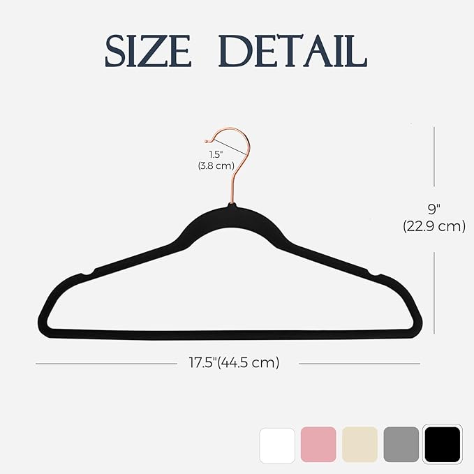 HOUSE DAY Velvet Hangers 30 Pack, Premium Non-Slip Felt Hangers, Sturdy Black - Image 7