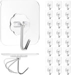 Adhesive Wall Hook, Set Heavy-Duty Thickened self-Adhesive Hook，24Pcs，33lb max by Unknown
