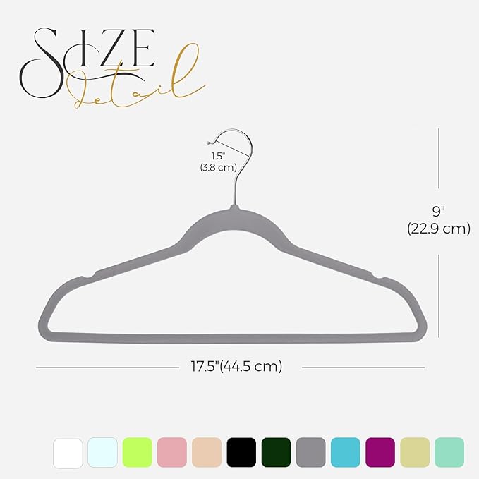 HOUSE DAY Premium Velvet Hangers 100 Pack Grey, Non-Slip Flocked Felt Hangers - Image 7
