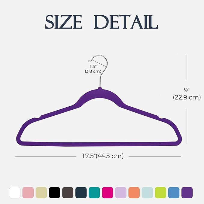 HOUSE DAY Noble-Purple Velvet Hangers 60 Pack, Non Slip Clothes Felt Hanger - Image 7