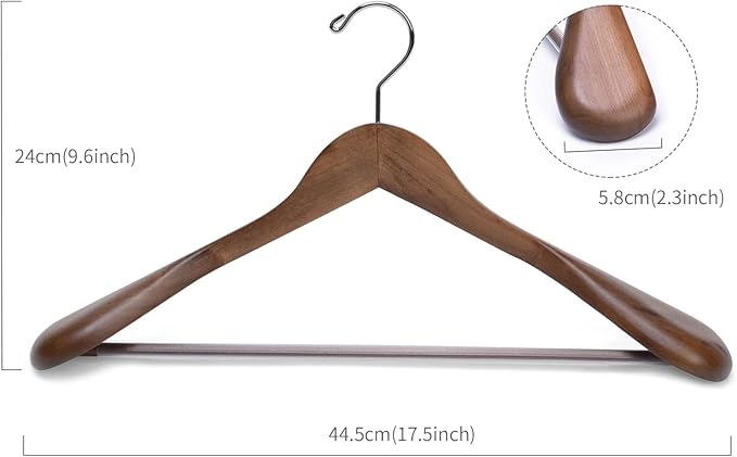 Nature Smile Luxury Wooden Suit Hangers 6 Pack Wood Coat Hangers Jacket - Image 2
