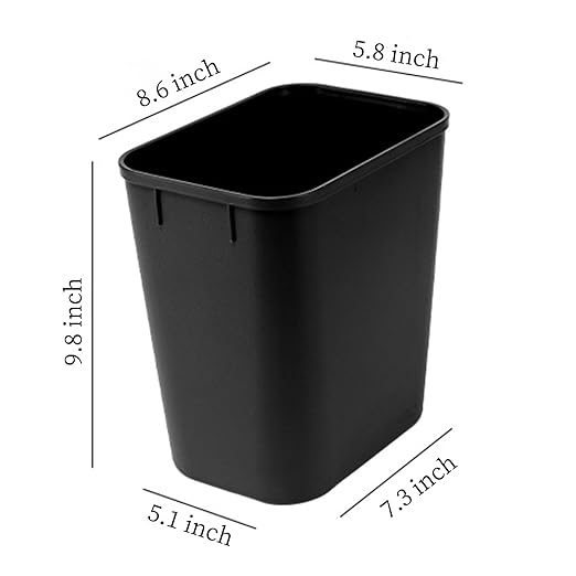 Black Small Trash Can 4Pack, 2Gallon/8L Plastic Office Trash Bin Garbage Can - Image 2