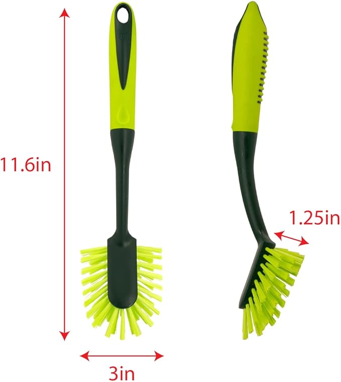 Pine-Sol Long Handle Dish Brush – Heavy Duty Bristle Kitchen Scrubber, Safe - Image 4