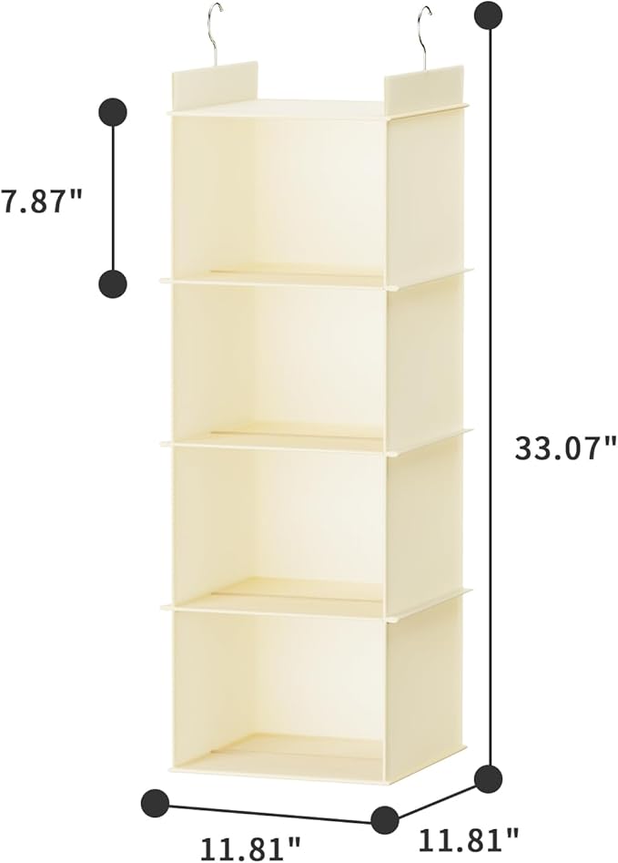 YOUDENOVA Hanging Closet Organizer, 4-Shelf Closet Hanging Shelves - Image 3