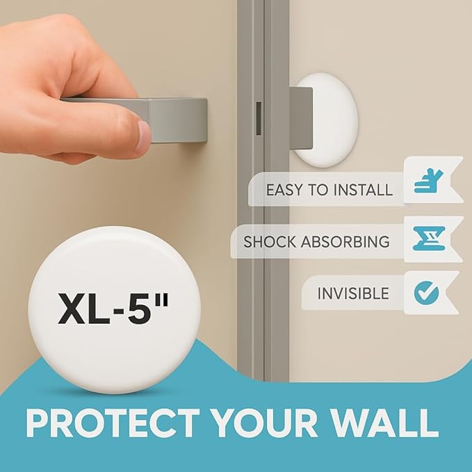 Strongest Home Wall & Door Handle Stopper 5" White Rubber Door Knob, Round Wall - Image 2
