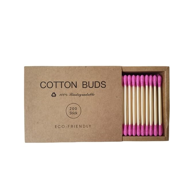 Premium Cotton Swabs Natural Cotton Buds Biodegradable Organic Double Tips by FANPOIBeauty