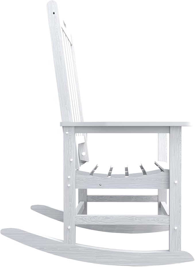 Oversized Rocking Chair Set of 8, Outdoor Rocking Chair for Adults, All Weather Resistant Porch Rocker for Lawn Garden, White - Image 5