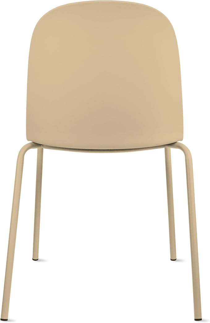 2xhome Parent Modern Stackable Armless Dining Chair | Plastic Shell Seat with Metal Legs | Indoor or Outdoor Use | Home Kitchen Patio (4, Beige, Padded Seat) - Image 7
