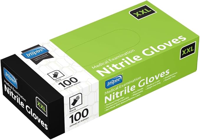 Inspire Black Nitrile Disposable Gloves | 4.5 Nitrile Disposable Safety Medical - Image 7