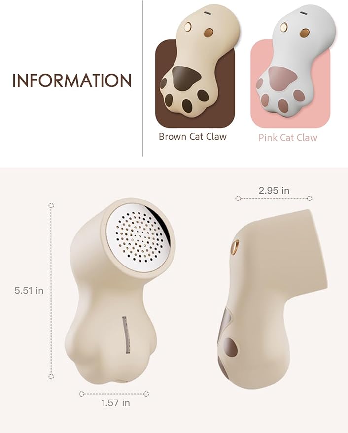Cute Cat Paw Fabric Shaver, 3-Speed Lint Remover - Image 8