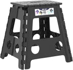 Delxo 16 Inch Folding Step Stool,Foldable Stool for Adults with Safety Lock,Portable Collapsible Plastic Stepstool,Non Slip Folding Stools for Kitchen Bathroom Bedroom Up to 400LBS,(Black 1PC) - Image 4