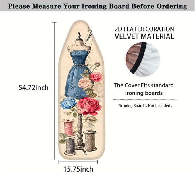 Nuxovilar Vintage Sewing Elements Ironing Board Cover& Floral Design, This - Image 4