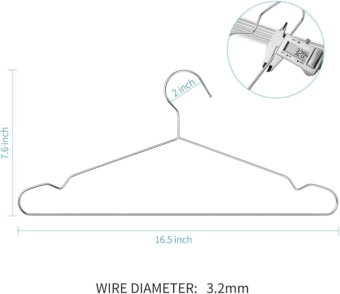 Wire Hangers, Clothes Hangers 50 Pack Heavy Duty Stainless Steel Metal Pants - Image 2