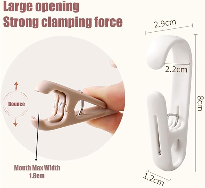 10Pcs Laundry Hooks with Clips Hanger Closet Organizer Clamps Hanging Socks - Image 5