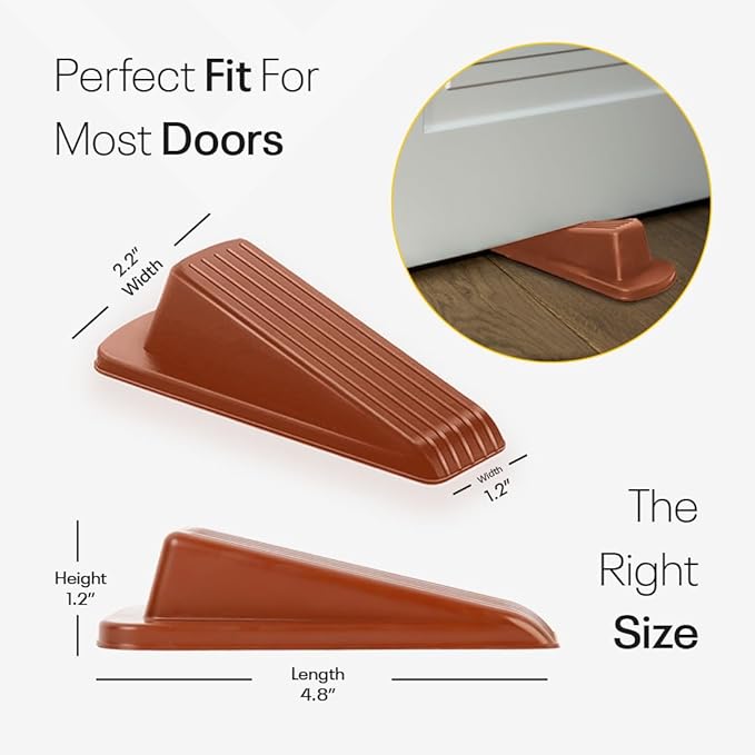 Door Stoppers for Bottom of Door – Rubber Door Stopper Wedge – Pack of 4 – Door - Image 2
