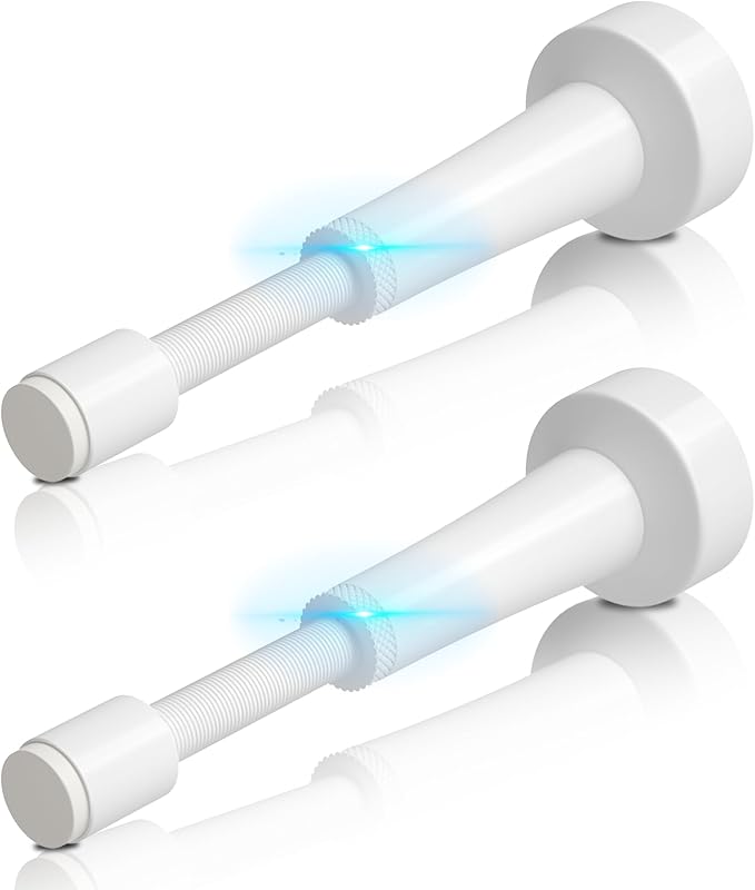 2Pcs Adjustable Door Stoppers for Bottom of Door, 3.07-4.45 in Aluminum White by brieieziy