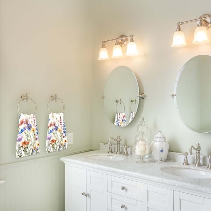 Watercolor Wildflower Floral Hand Towels - Image 7