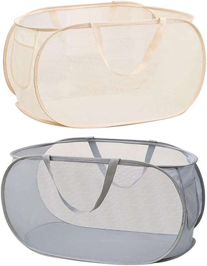 2 Pcs Mesh Popup Laundry Hamper, Opening Laundry Basket, Popup Laundry Basket by LATERONON