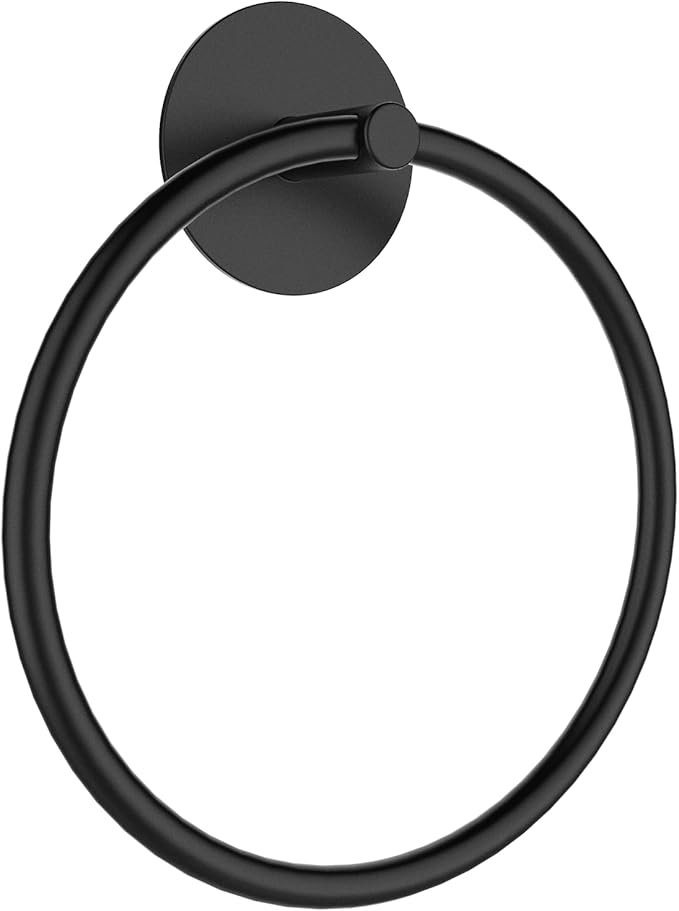 SetSail Adhesive Towel Holder for Bathroom Wall Matte Black Hand Towel Ring by SetSail