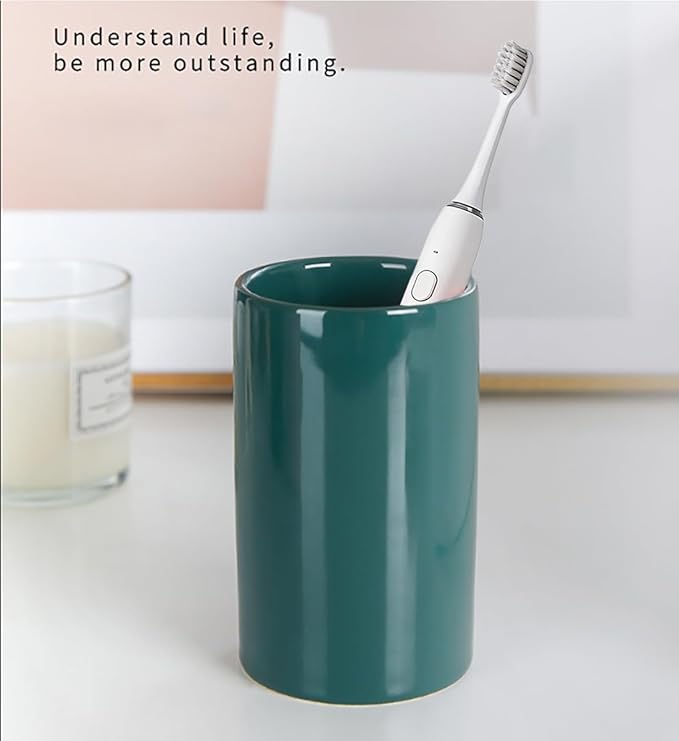 Green Ceramic Toothbrush Holders, Electric Toothbrush Holder - Image 2