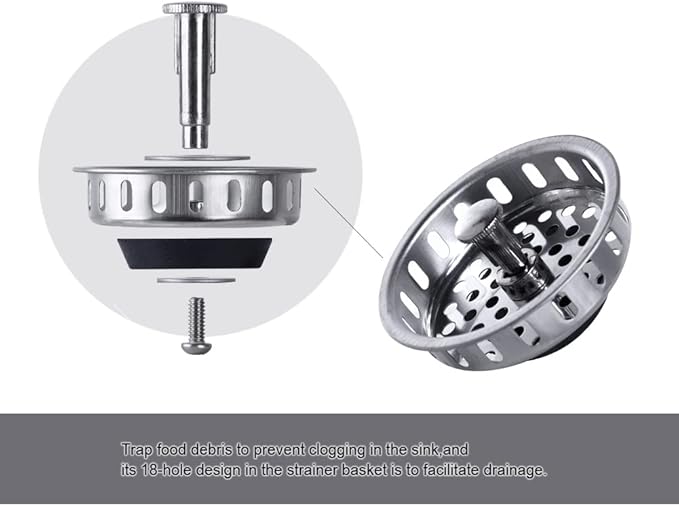 Stainless Steel Kitchen Sink Basket Strainer Replacement - Image 3