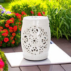 Safavieh Flora Glazed Ceramic Decorative Garden Stool, Cream - Image 4