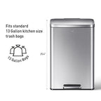 EKO Madison Brushed Stainless 50 Liter/13.2 Gallon Step Trash Can - Image 5