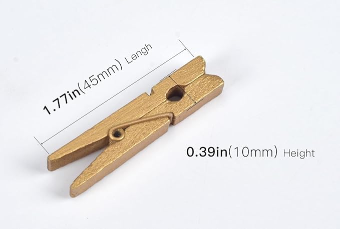 50PCS Gold Wooden ClothesPins - Image 2