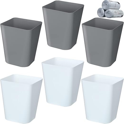 Eccliy 6 Pack Small Trash Cans for Bathroom Plastic Trash Can by Eccliy