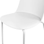 2xhome Modern Stackable Armless Dining Chair, Plastic Shell Seat with Upholstered PU Leather Cushion Padded Seat Metal Legs for Home Kitchen Patio Cafe, White - Image 8