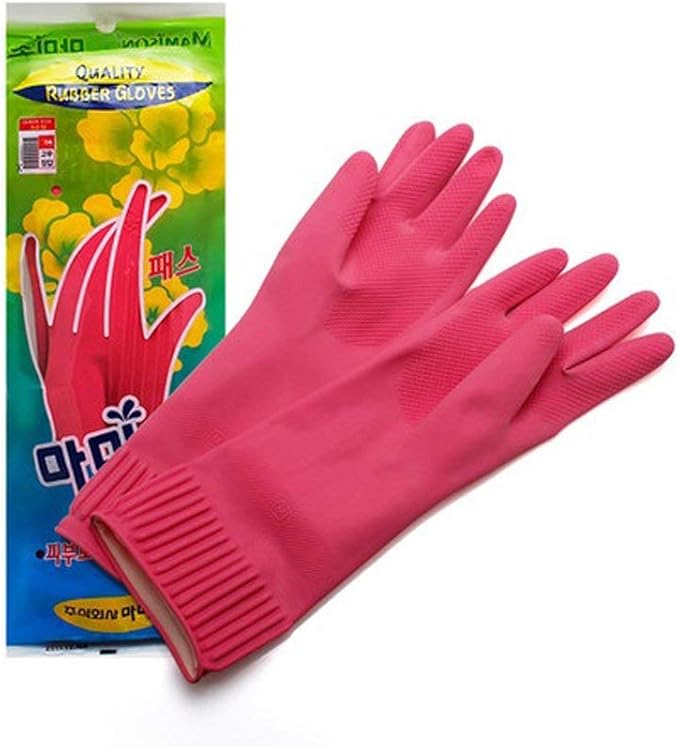 Mamison Quality Kitchen Non-Slip Reusable Rubber Gloves Pink Color, Pet Care by QualityKitchenandHome