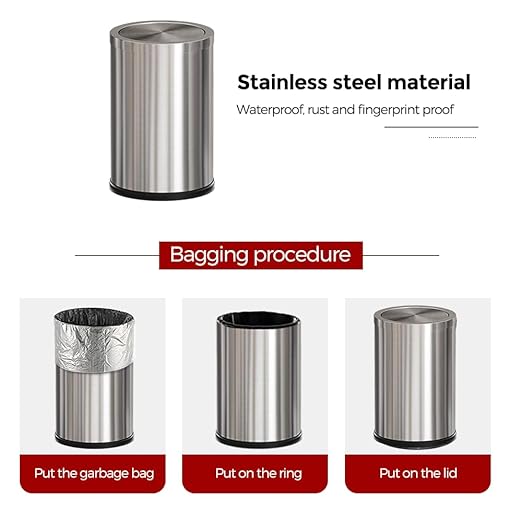 Brushed Nickel Bathroom Trash Can, Stainless Steel Garbage Can - Image 7
