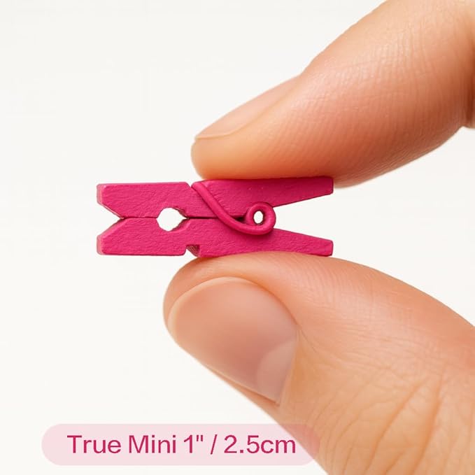 LWR CRAFTS Wooden Mini Clothespins 100 Per Pack 1" 2.5cm - Image 2