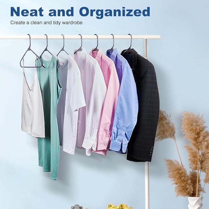 HOUSE DAY Grey Plastic Hangers 60 Pack, Non-Slip Plastic Hanger - Image 8