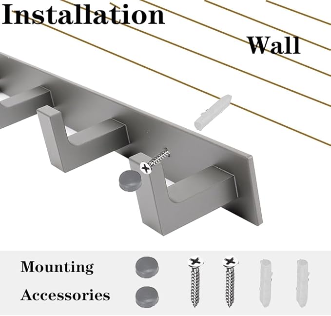 Coat Rack, Heavy Duty Stainless Steel 4 Tri Coat Hook Hanger, Wall Mounted - Image 6
