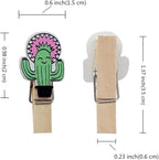 SaktopDeco 60 Counts Mini Cactus Wooden Clothespins - Image 2
