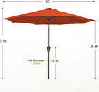 MEWAY 9ft Patio Umbrella Outdoor Table Umbrellas with Push Button Tilt and Crank, Market Umbrella 8 Sturdy Ribs for Deck, Garden, Pool and Backyard, Orange - Image 7