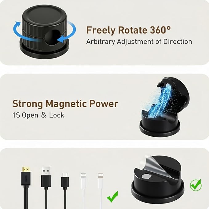 Magnetic Cable Organizer 8-Pack Glossy Black - Image 2